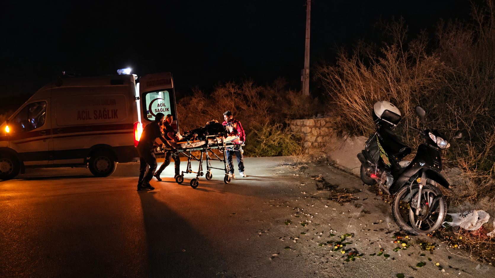 Çorum’da motosiklet şarampole devrildi: 2 yaralı