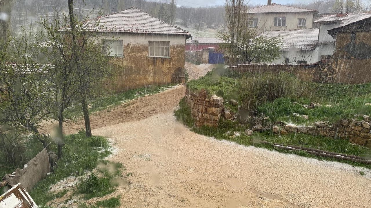 Çorum’da dolu yağışı etkili oldu:  Tarlalar beyaza büründü