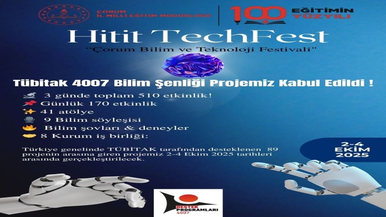 Çorum’da bilim rüzgârı esecek: “Hitit TechFest” TÜBİTAK desteği kazandı