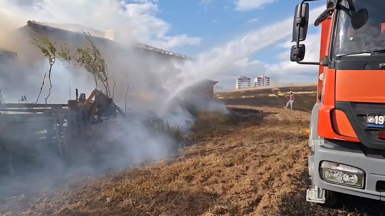 120 dönüm buğday ekili arazi yandı 3 kişi dumandan etkilendi