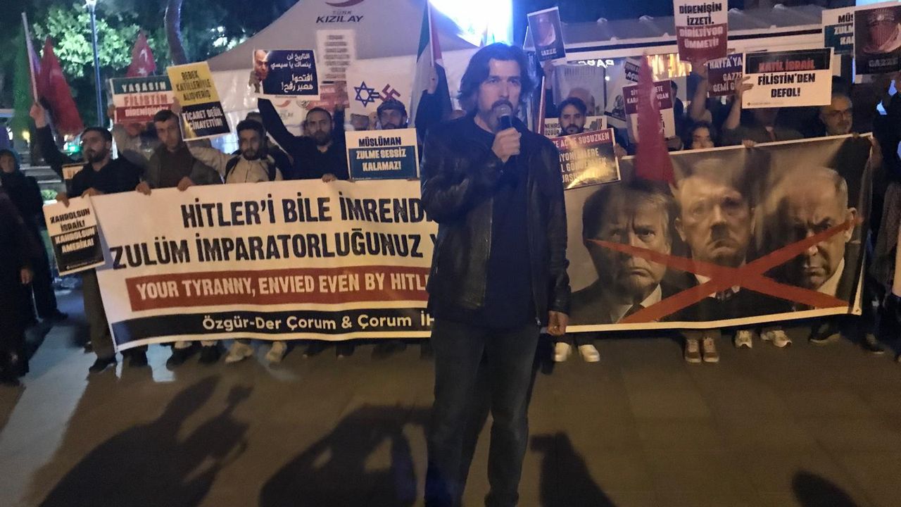 Çorum'da Gazze için protesto: “Gazze yanıyor,  insanlık ölüyor”