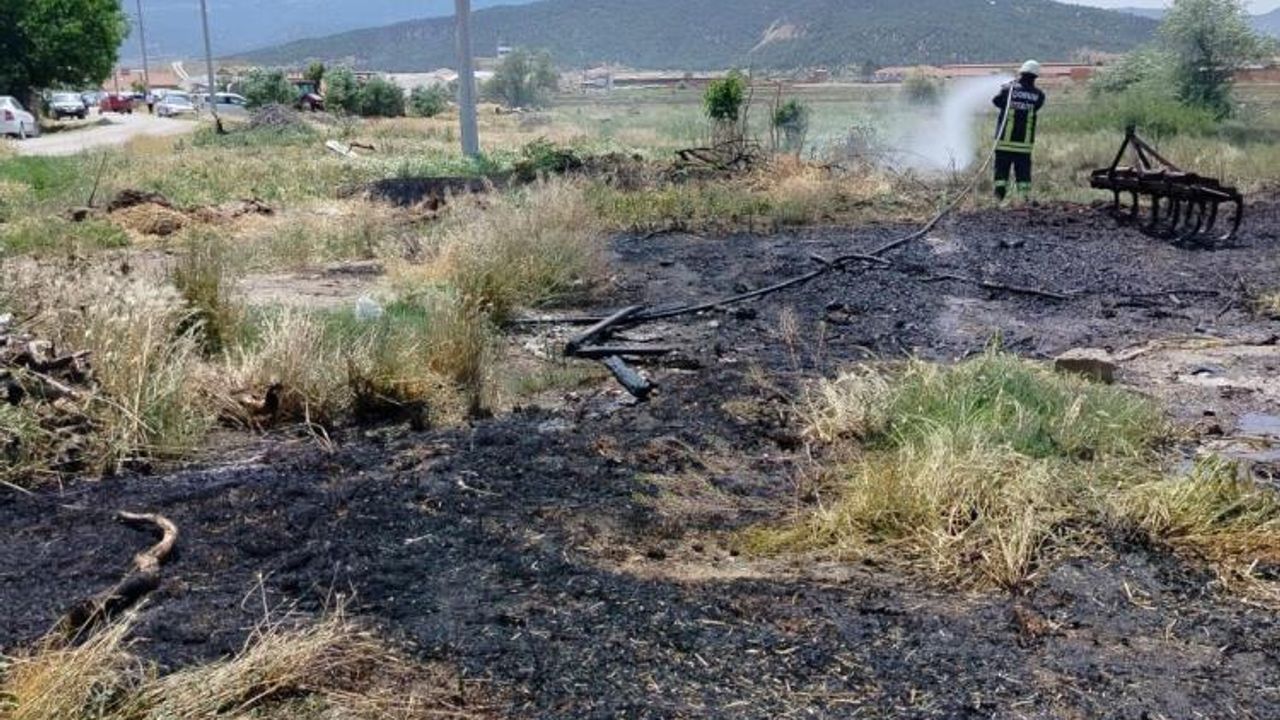 Çorum'da korkutan arazi yangını