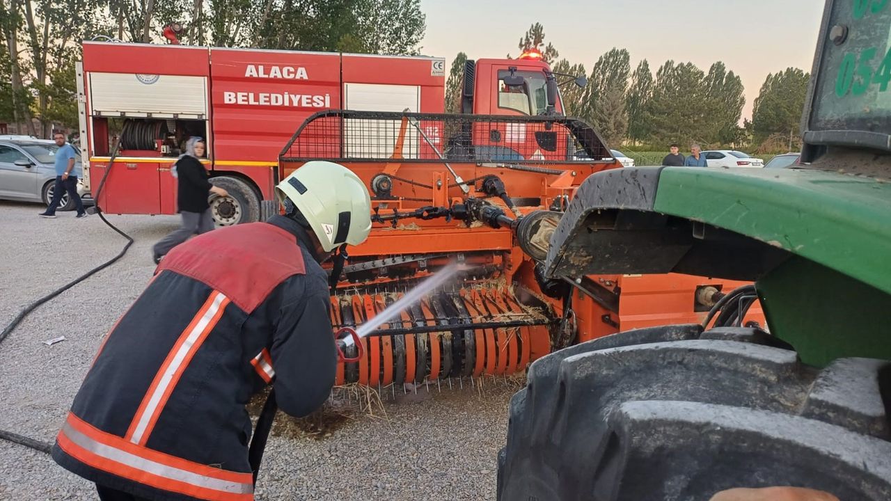 Balya makinesinde çıkan  yangına zamanında müdahale
