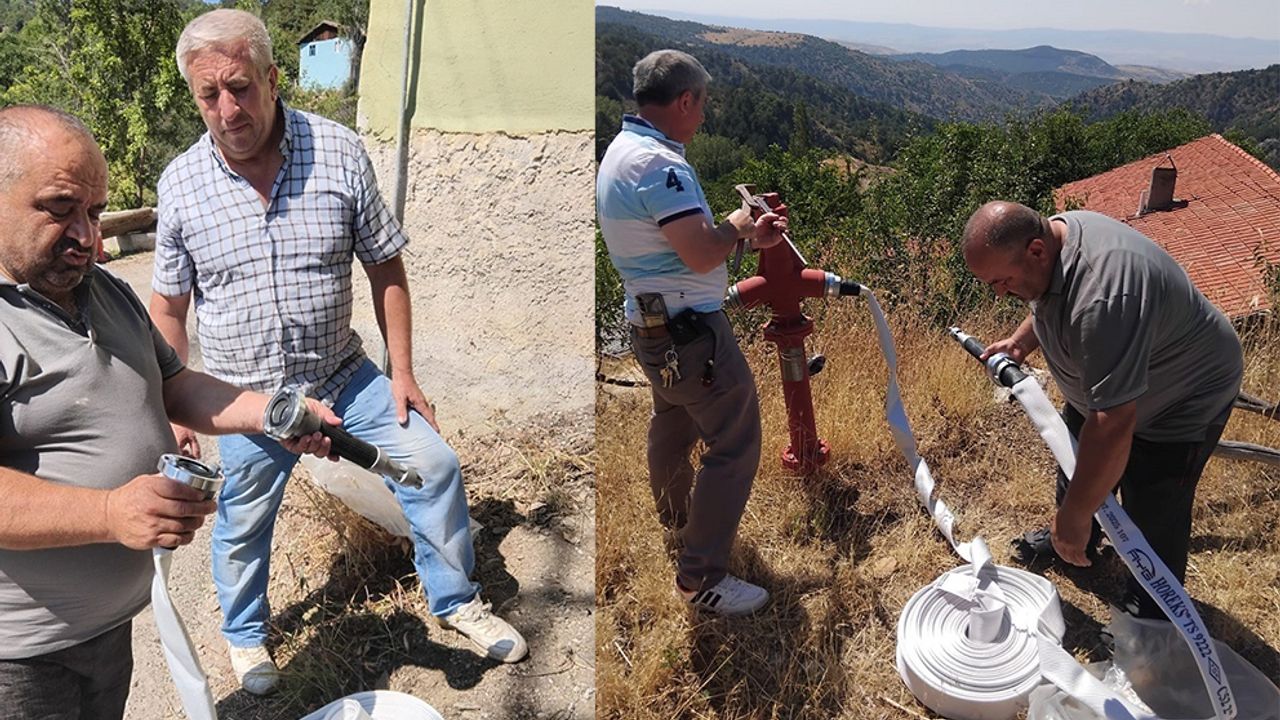 Yangın riski bulunan köylere yangın hortumu dağıtılıyor