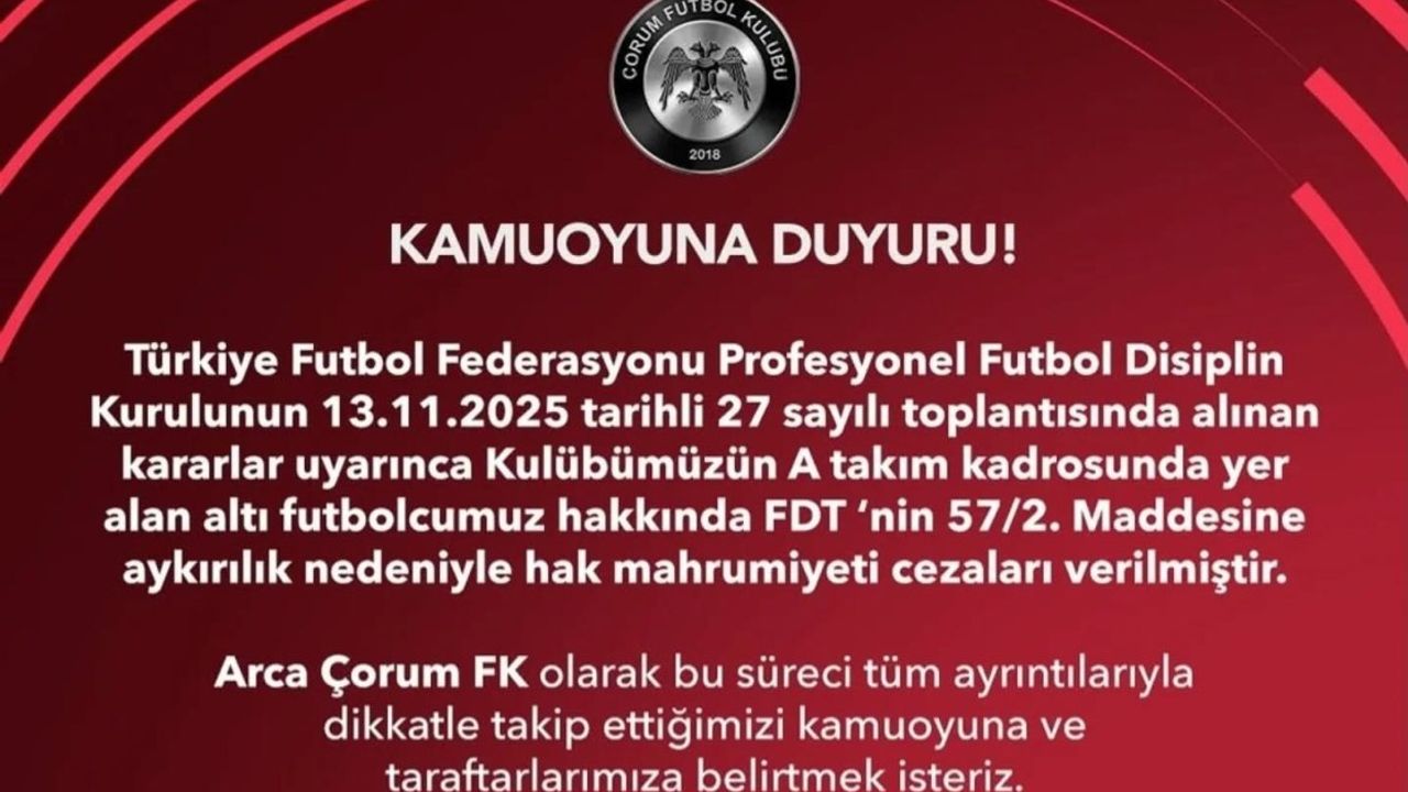 Bahis oynayan Çorum FK’lı futbolcuların kaderi Tahkim Kurulu’ndan gelecek habere bağlı