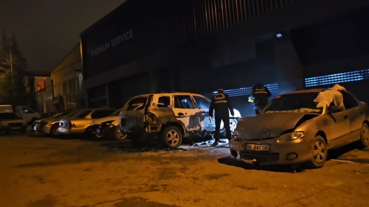 Park halindeki araçta yangın çıktı