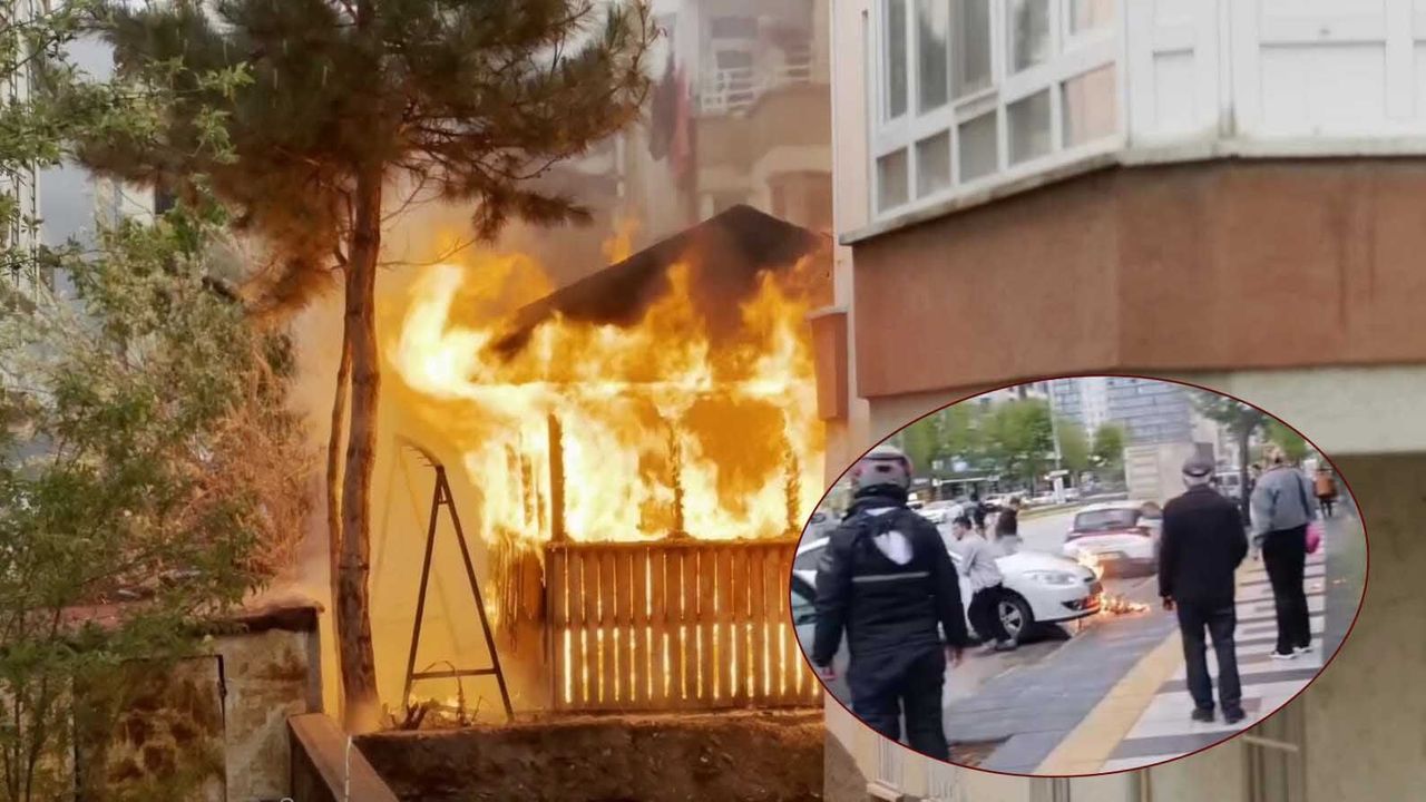 Kameriyada çıkan yangın araçlara sıçradı