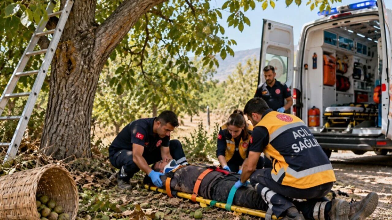 Ceviz ağacından düşerek yaralandı