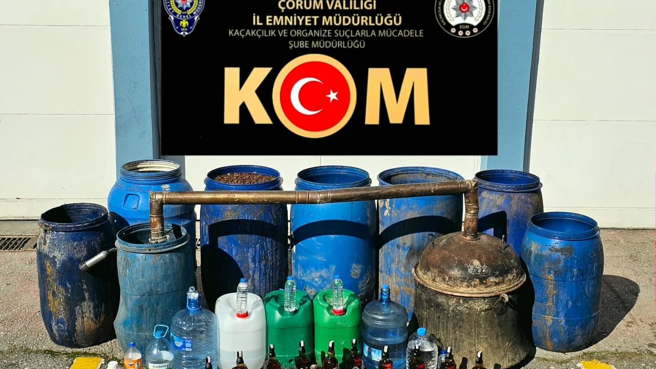 Çorum’da 1 ton kaçak içki ele geçirildi