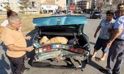 Otomobil bagajında mahsur kalan koyunu itfaiye kurtardı