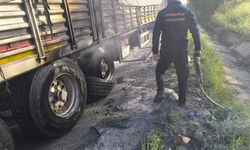 Seyir halindeki tırın dorsesi alev aldı: 1 yaralı
