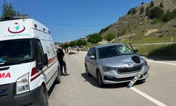 Çorum'da otomobil ineğe çarptı