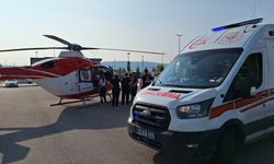 Çorum'da ambulans helikopter su kanalına düşen 2 aylık bebek için havalandı