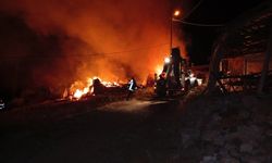 Alevlere teslim olan ev, samanlık ve balyalar küle döndü