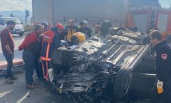 Takla atan otomobilin sürücüsü yaralandı