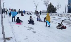 Çorum'da çocukların kızak keyfi