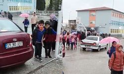 Okul bahçesine araçlarıyla giren veliler tepki çekti