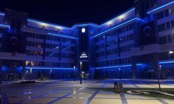 Belediye binası Maviye büründü