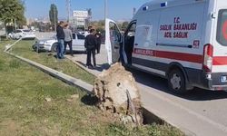 Çorum-Ankara yolunda kaza: Aydınlatma direği devrildi