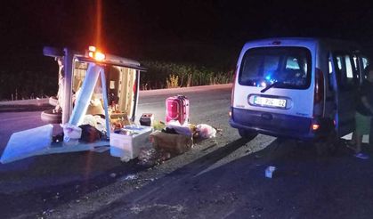 Devrilen aracın sürücüsü yaralandı