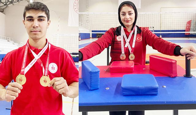 Bilek güreşinde iki Türkiye şampiyonluğu