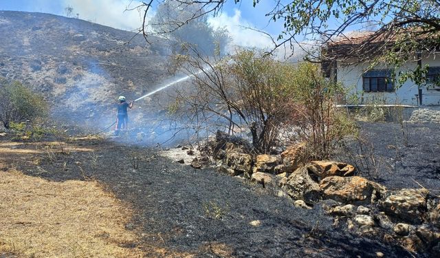 Otluk alanda yangın: Evlere sıçramasını itfaiye önledi