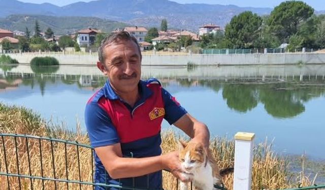 Kızılırmak’a düşen küçük kedi kurtarıldı