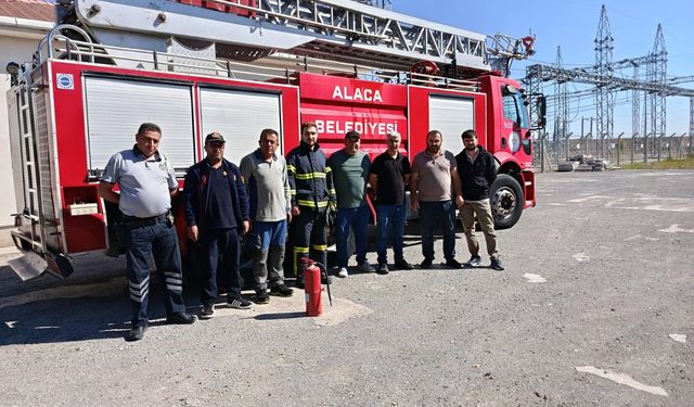 Alaca itfaiyesinden TEİAŞ  personeline yangın eğitimi