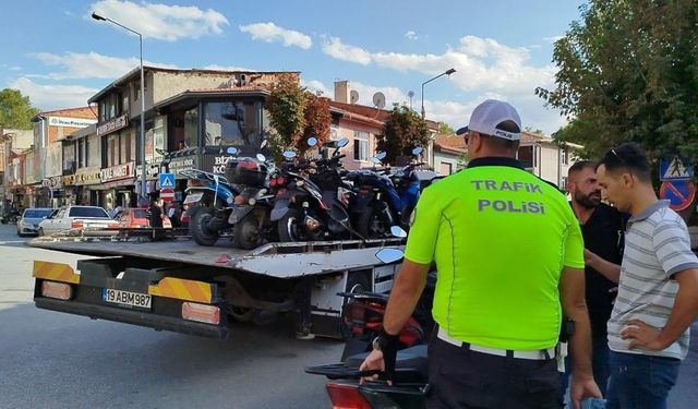 Çorum'da 20 motosiklet trafikten men edildi