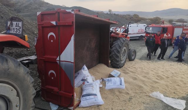 Traktörün devrilmesi sonucu 1 kişi yaralandı