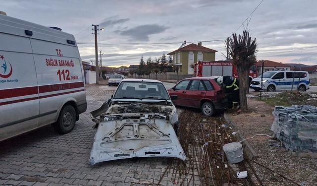 Çorum’da iki otomobil çarpıştı: 1 yaralı