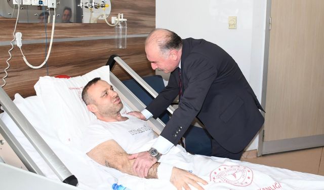 Kazada yaralan personele  geçmiş olsun ziyareti