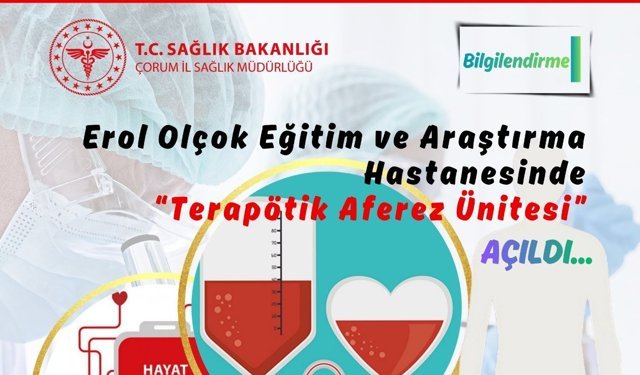 Erol Olçok’ta terapötik  aferez ünitesi hizmette