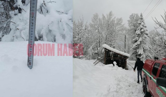 Çorum'un o köyünde kar kalınlığı 30 santime ulaştı!