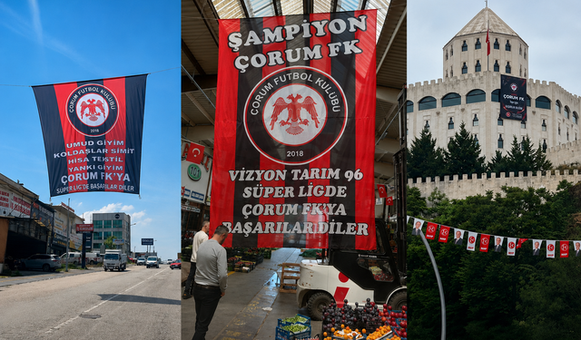Çorum FK'lı taraftarlar Ankara'yı bayraklarla süslediler