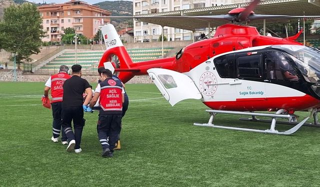 Çorum’da parmağı kopan çocuk için helikopter ambulans havalandı
