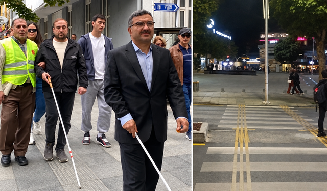 Yaya geçidinde direk engeli: Görme engelliler çözüm bekliyor