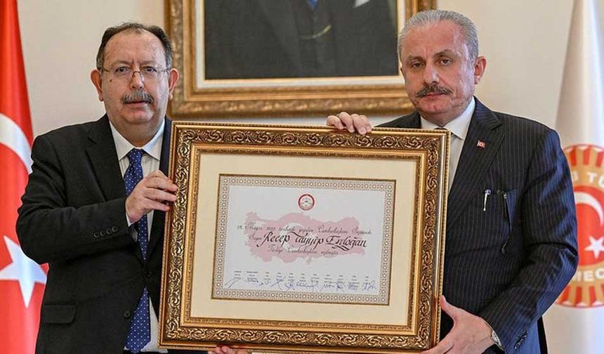 Erdoğan’ın mazbatasını TBMM Başkanı aldı