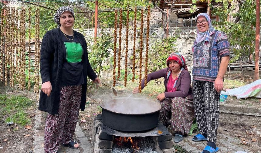 Oğuzlar'da cevizli sucuk mesaisi başladı