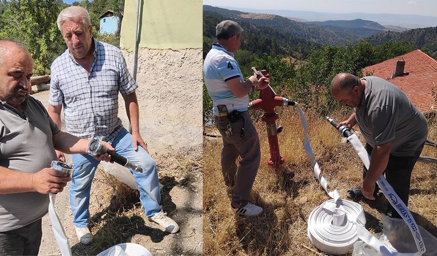 Yangın riski bulunan köylere yangın hortumu dağıtılıyor