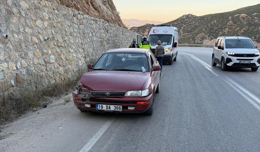 İstinat duvarına çarpan  otomobilin sürücüsü yaralandı