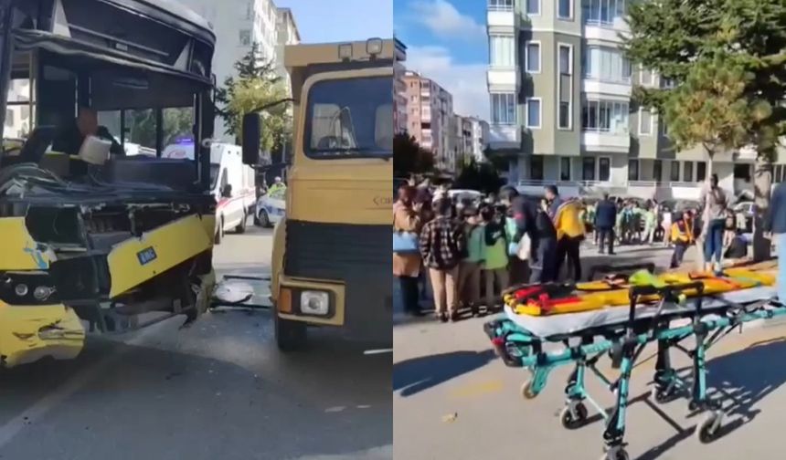 Öğrencileri taşıyan otobüs, kamyonla çarpıştı: Yaralılar var!