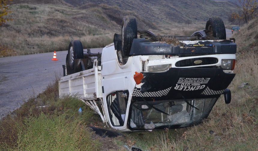 Otomobile çarpmamak için manevra yapınca devrildi