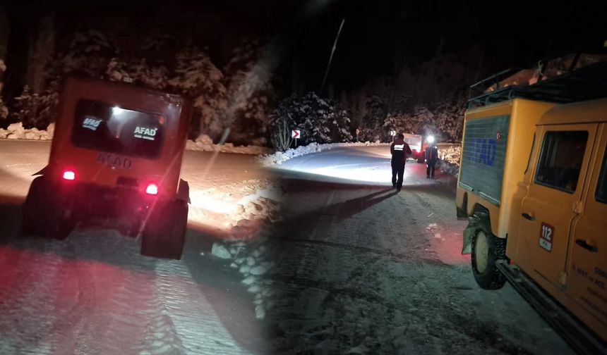 Çatak Tabiat Parkı'na çıkan aile karda mahsur kaldı