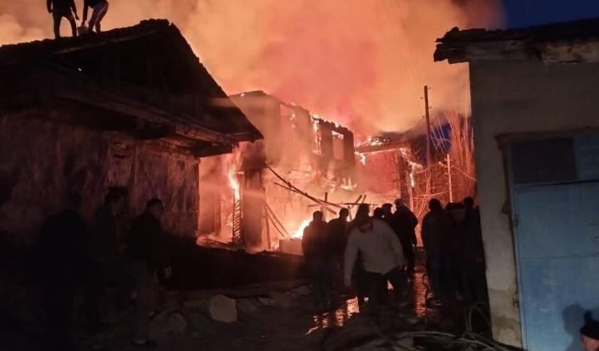 Köyde korkutan yangın: Evler ve ahırlar küle döndü