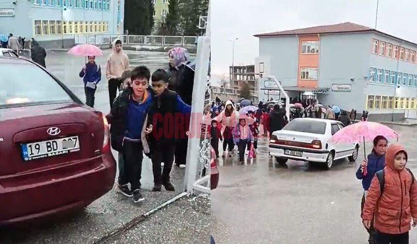 Okul bahçesine araçlarıyla giren veliler tepki çekti