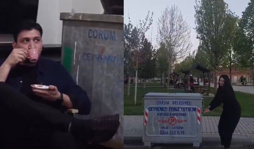 Çorum'da bir genç çöp konteynerini evine götürdü! Belediye'den cevap gecikmedi