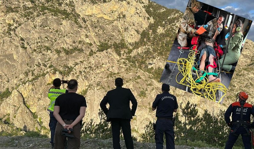 Çorum'da dağ yürüyüşünde kaybolan adam askeri helikopterle kurtarıldı