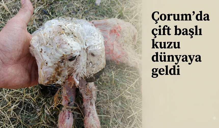 Çorum'da koyun çift başlı kuzu doğurdu