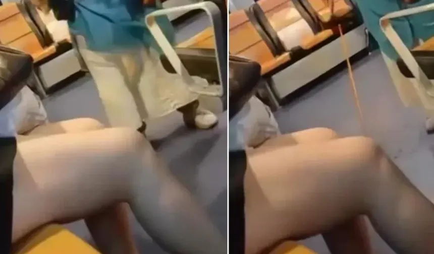 Skandal görüntü! Şort giyen genç kıza bastonla vurdu